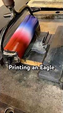 Letterpress printing a bald eagle with red, white, and blue ink using a 173 year old printing press