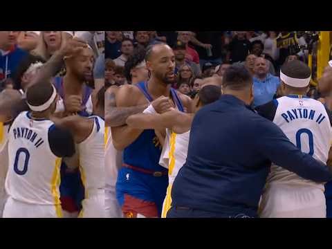 Warriors and Nuggets get into it and GP2 snatches Zeke Nnaji's headband 😂
