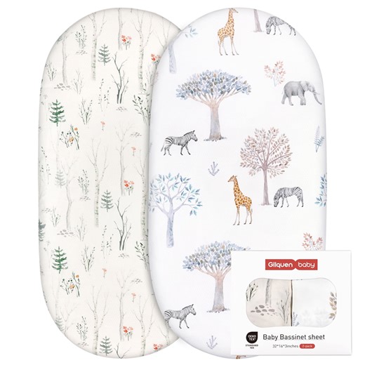 Gllquen Baby Bassinet Sheets Set Breathable Cozy Fitted Mattress Sheet for Baby Boy Girls 32"x 16", Forest & Animals - Walmart.com