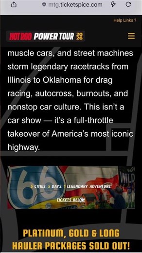 Hot Rod power tour 2026 has sold out of gold platinum and long hauler