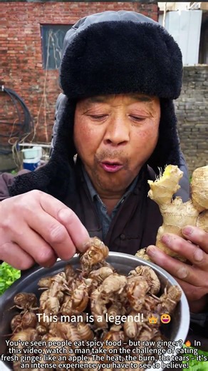 Man Eats Raw Ginger: Intense Experience! 🔥😱