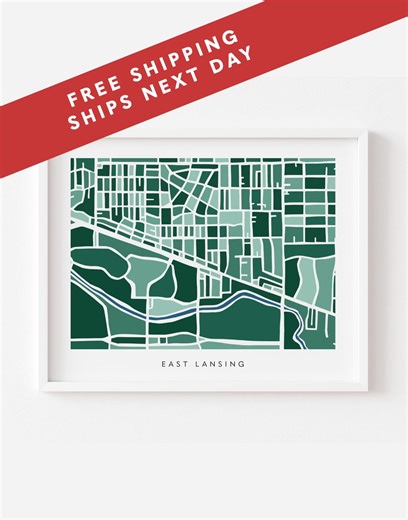 East Lansing Map Print – East Lansing Michigan Wall Art – Colorful & Minimalist Poster - Etsy