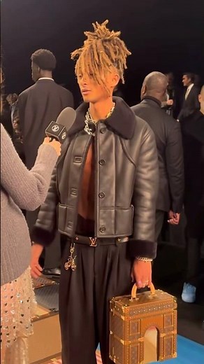 Jaden Smith showcased his incredibly toned abs as he attended the star-studded Louis Vuitton show