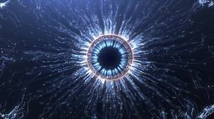 科技眼睛转场橙色眼睛贴图_视频素材下载