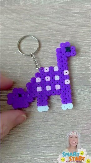 DIY Purple Dinosaur Keychain 🦕 | Brachiosaurus Perler Bead Craft