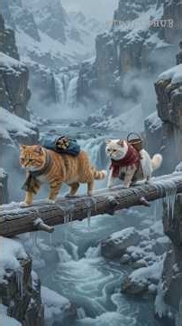 Poor Cat Couple's Mountain Survival | Emotional Snowy Life Story 🐱🏔️❄️