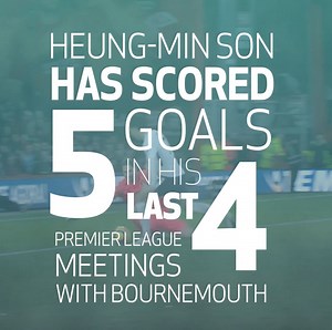 24K views · 2.6K reactions | 5️⃣ goals in his last 4️⃣ games against AFC Bournemouth. Can Heung Min Son get on the scoresheet again this Saturday? | Tottenham Hotspur | Facebook