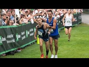 2nd place runner helps 1st place runner finish after he collapsed 50 meters from the finish line