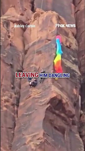 SEE IT: Base jumper DANGLES off cliff from stuck parachute #shorts #foxnews #news