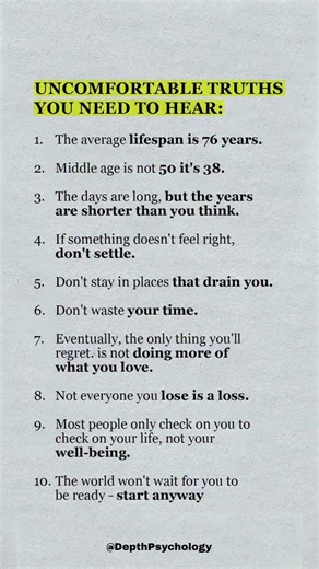 7 Uncomfortable Truths You NEED To Hear #uncomfortabletruth #quotes #wisdom #psychology #life