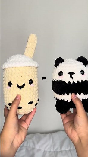 Panda Boba Plushie 🐼🧋🎍 Crochet Pattern Available on my Etsy shop!! #crochetpattern
