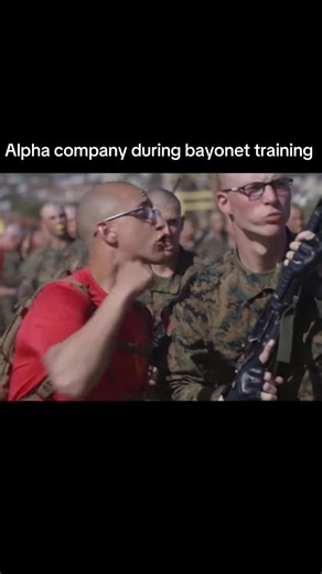 This clip is from alpha company during the self defense bayonet training. Recruits are seen getting corrected by their drill instructors. #military #marines #fyp #viral