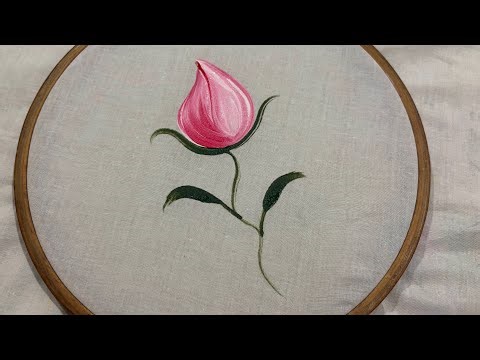 Easy Fabric Painting Tutorial | Hand Painting a Rosebud on Fabric 🌹
