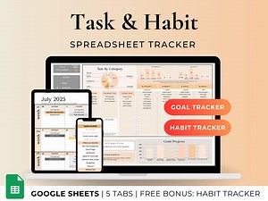Google Sheets Task Tracker: Weekly, Monthly, Habit Planner (digital Download)) - Etsy