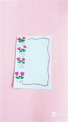 Pinky Flowers & Leaf 💖🍭 Border School project front page design #shorts #schoolwork #projectdesign