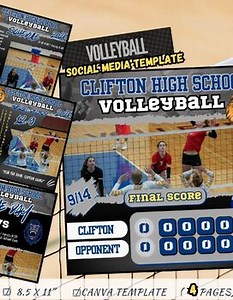 Editable Volleyball Social Media Templates | Canva Digital Graphics for Coaches