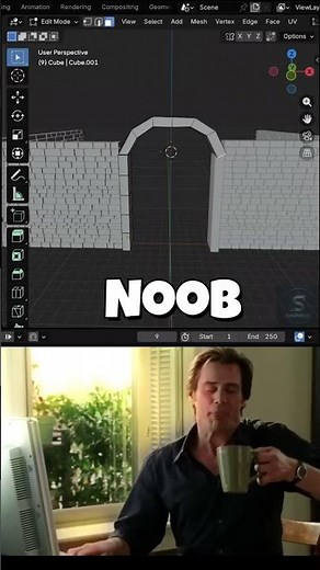 Noob vs Pro - Arch modelling in Blender #3danimationsoftware #blenderbeginner #noobtopro