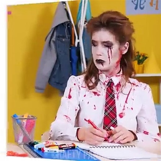 ZOMBIE_AT_SCHOOL!_Funny_School_Pranks_&_DIY_Zombie_School_Supplies_by_Crafty_Panda(360p)