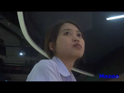 asmr model shaking in flip flops at mall