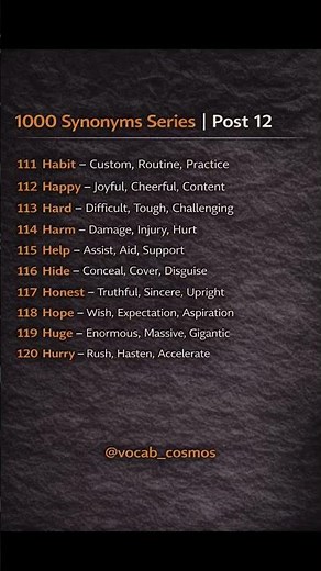 📚 Synonyms Series – Day 12 Upgrade your vocabulary with powerful word alternatives. Speak smart! 💡✨