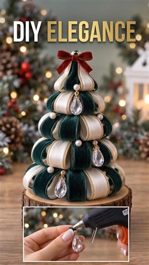 You won't believe how easy this ribbon Christmas tree is to make! 🎄✨ #holidaydecor #diytutorial