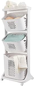 3 Layer Storage Basket 360° Rolling Laundry Basket Bathroom, Multi-layer Clothes Organizer Basket for Kitchen,living Room and Bathroom 16.92 * 12.99 * 42.91"