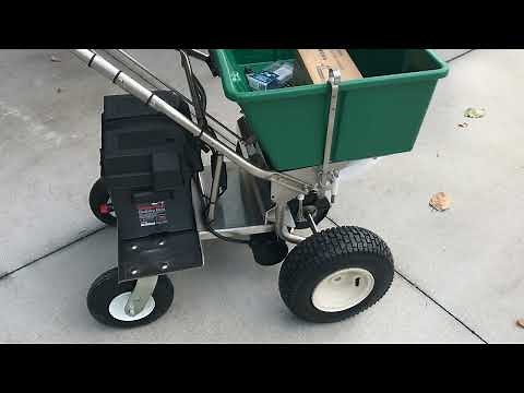 Preview of the 4 wheel electric fertilizer spreader.
