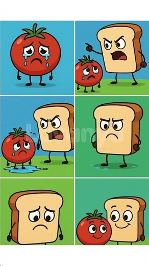 Crying Tomato & Angry Bread # #3danimation #cartoon #shortsvideo