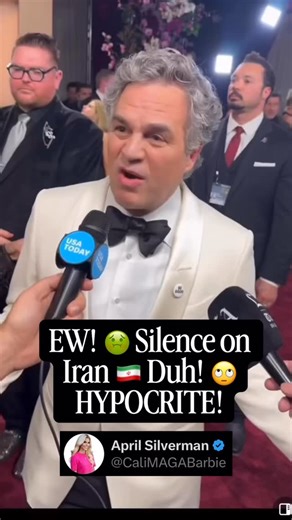 April Silverman - Political & Pop Culture Commentator 🇺🇸 🎙️ on Instagram: "OMG, that Hollywood Clown Mark Ruffalo wore a “Be Good” pin on his jacket lapel at the Golden Globes in honor of that domestic terrorist who tried to kill a brave ICE agent this week. Can you imagine being this out of touch with reality! I haven’t watched the Golden Globes since Ricky Gervais hosted the last time. Wanna see the reason? This was the lapel pin on Mark Ruffalo’s jacket...others are wearing the same one. W
