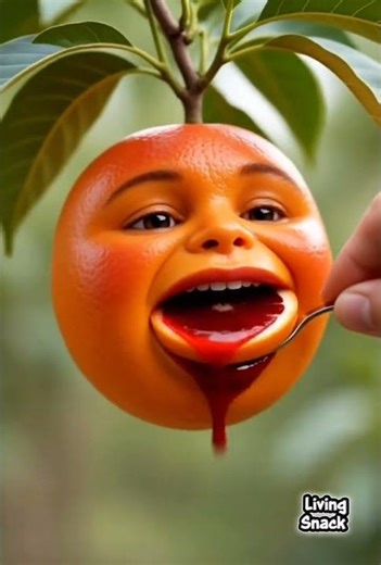 Blood Orange Fruit Eating ASMR | Cute AI Fruit Character Animation #shorts