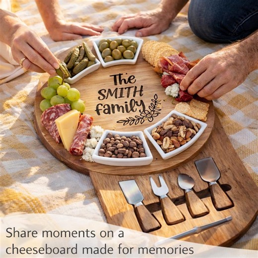 Personalized Cheese Board With Knives Set, Custom Engraved Family Charcuterie Board, Housewarming & Wedding Gift - Etsy