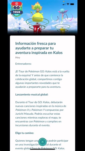 Evento Pokémon go tour Kalos