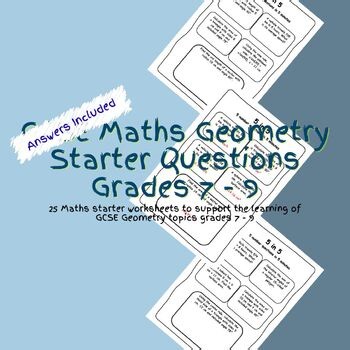 GCSE Maths Geometry Starter Questions Grades 7 - 9