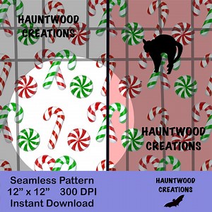 Candy Cane Mints Seamless Pattern PNG Digital Download Christmas Holiday Design - Etsy