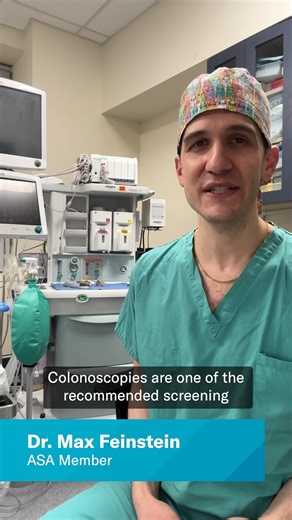 ASA member Max Feinstein talk colonoscopy details and prep. 🔸 What does a colonoscopy screen for? 🔸 When should I get a colonoscopy? 🔸 How can I prep for a colonoscopy? | The American Society of Anesthesiologists (ASA)