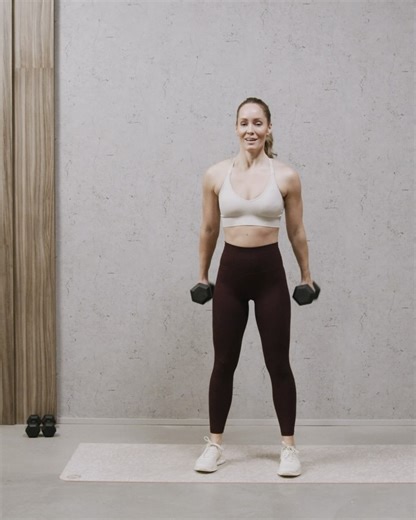 Heather Robertson on Instagram: "This week on @youtube we are getting in a full body Pilates X Strength fusion workout. Using those light and medium dumbbells for added resistance + intensity while working through a series of pilates inspired movements. Get ready to sweat and feel the burn with this sneaky session! 🫣🔥 Circuit 1 (40s work + 20s rest x2 rounds) Squat Raise & Curl Kick Back & Press Up Twist Drive & Press (R) Twist Drive & Press (L) Circuit 2 (40s work + 20s rest x2 rounds) Glute 