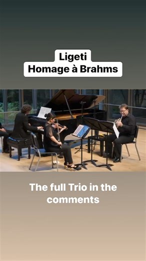5.7K views · 31 reactions | LIGETI: Trio for Violin, Horn and Piano, "Hommage à Brahms" - @chamberfestcleveland @Diana Cohen, violin @William Caballero, French horn @Zoltán Fejérvár, piano | History of Music | Facebook