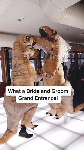 Craziest Wedding Grand Entrance with Dinosaur Costume | Funny Bride and Groom Dance