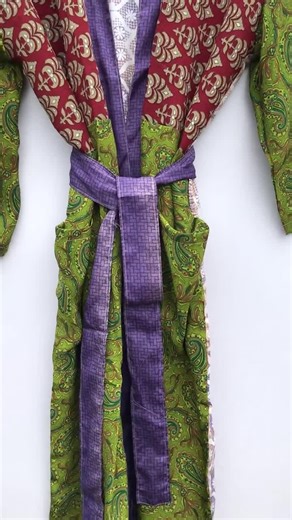 Vintage Recycled Silk Sari Kimono Robe, Patchwork Boho Gown - Etsy