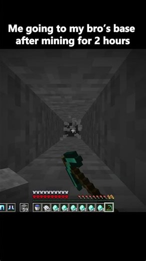 Me going to my bro’s base after mining for 2 hours #minecraft