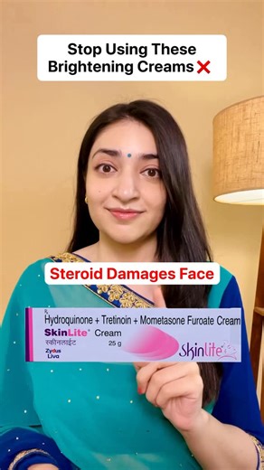 Dermatologist Dr Shailya Gupta on Instagram: "Comment for links 💌 Stop using brightening creams that contain steroids ❌ They may give instant glow, but cause long-term skin damage 🚨 ✅ Safe brightening alternatives: ✨ @brinton.global Obril Gold Serum ✨ @fixderma.skincare Glow Booster Face Serum ✨ @dotandkey.skincare Strawberry Niacinamide Serum ✨ @lorealparis Glycolic Bright Serum ✨ Tyrodin Serum Healthy glow comes from safe actives + consistency, not shortcuts 🤍 Save this before your next ski