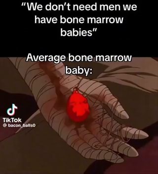 "We don't need men we have bone marrow babies" Average bone marrow baby: TikTok bacon - iFunny
