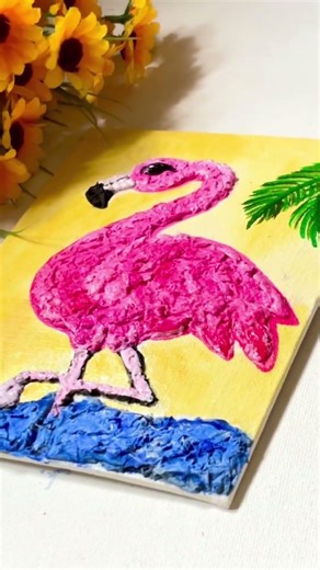 Painting a 3D Flamingo with Tissue Paper | Satisfying Texture Process | Day - 5 #flamingoart