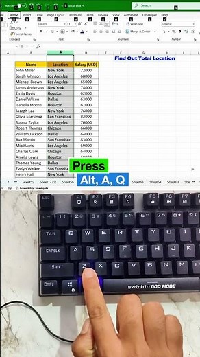 Keyboard shortcuts to Find out unique data in MS Excel #excel #exceltips #msoffice