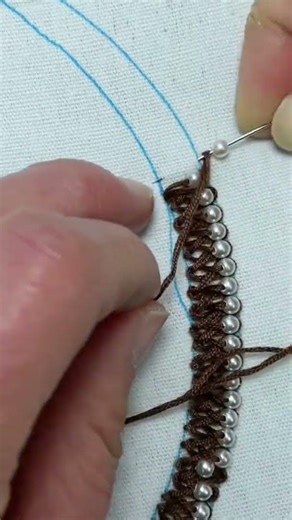 Sewing Beads On Cloth Edges For Decoration ✨🧵