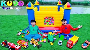 16K views · 278 reactions | learn color for kidsOutdoor Playground with Kudo Play Giant Inflatable Castle Bouncer Toys learn color for kids Kudo played giant castle toys in the outdoor playground. Kudo uses magic sticks to turn into favorite toys. The boy and his friend scrambled for toys, the two eventually shared toys and played together happily. Entertainment videos for children who love giant castle toys. ❤ Thanks for watching our video! | Learn colors for kids | Facebook