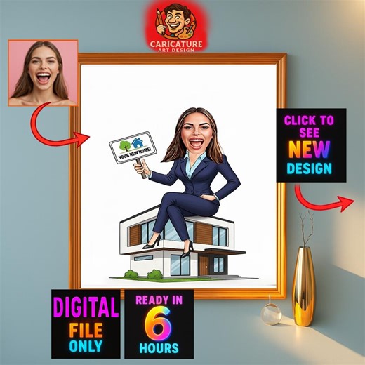 Custom Realtor Cartoon Portrait, Realtor Caricature, Realtor Gift, Real Estate Cartoon, Realtor Portrait, Realtor Caricature From Photo - Etsy