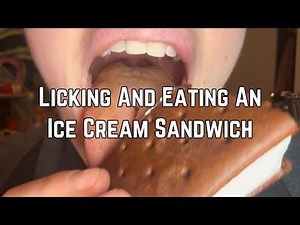 Eating And Licking An Ice Cream Sandwich | Messy Eating | ASMR