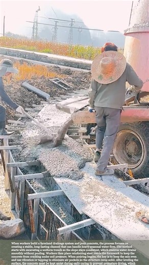 Inside the Process of Pouring Strong, Long-Lasting Farm Drainage Systems #farmwork #agriculture