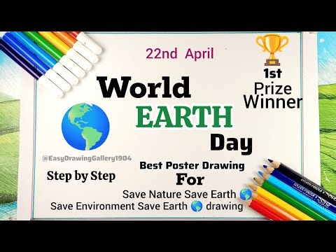 Earth Day Drawing| How to Draw World Earth Day Poster Easy Step by Step| Save Earth Poster Drawing
